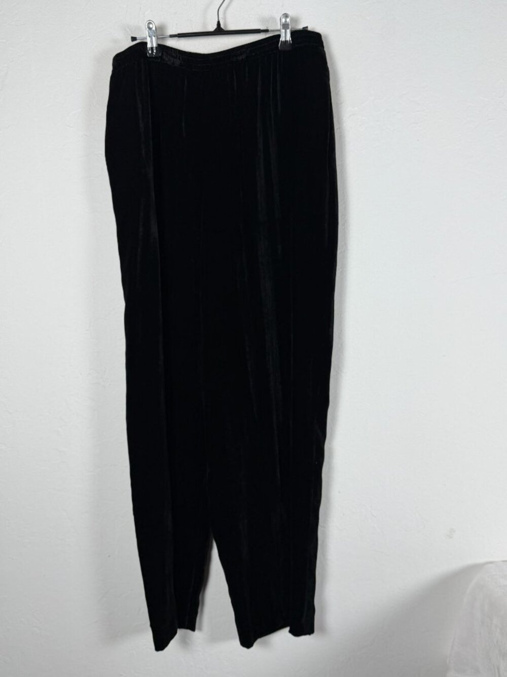 Silk Club Collection Women Black Silk Blend Velvet Pants Elastic Waist Small New